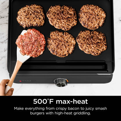 Ninja Sizzle Indoor Griddle, 14", Nonstick, Dishwasher Safe, Easy Cleanup, Black, Stainless Steel, GR100GDL