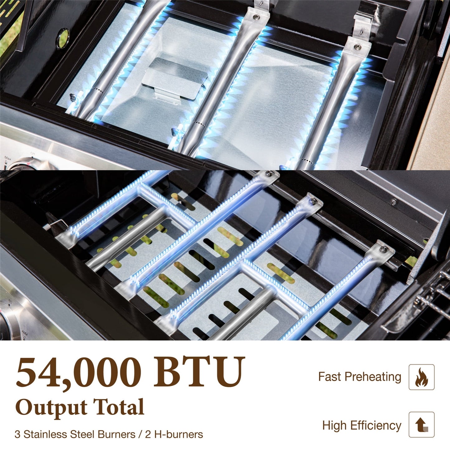 Summit Living 5-Burner Outdoor Propane Gas Grill and Griddle Combo BBQ Grill with Lid 54,000 BUT