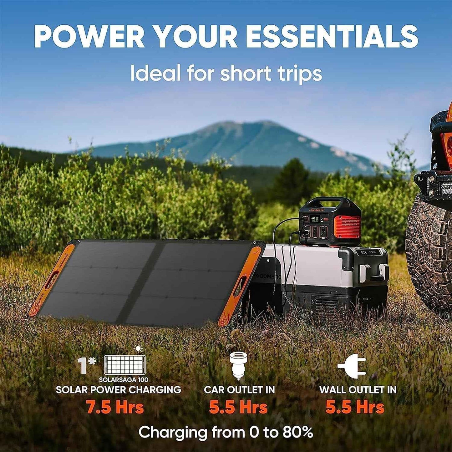 Jackery Solar Panel 100W Portable Solar Panel for Explorer 240/300/500/1000/1500 Power Station, (Solar Panel Only)
