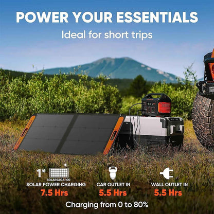 Jackery Solar Panel 100W Portable Solar Panel for Explorer 240/300/500/1000/1500 Power Station, (Solar Panel Only)