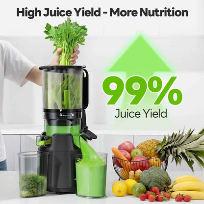 Aeitto Juicer Machines, Cold Press Juicer, 5.3" Extra Large Feed Chute for Whole Vegetables & Fruits, High Juice Yield Juice Maker,  1.7L Large Capacity Slow Masticating Juicer