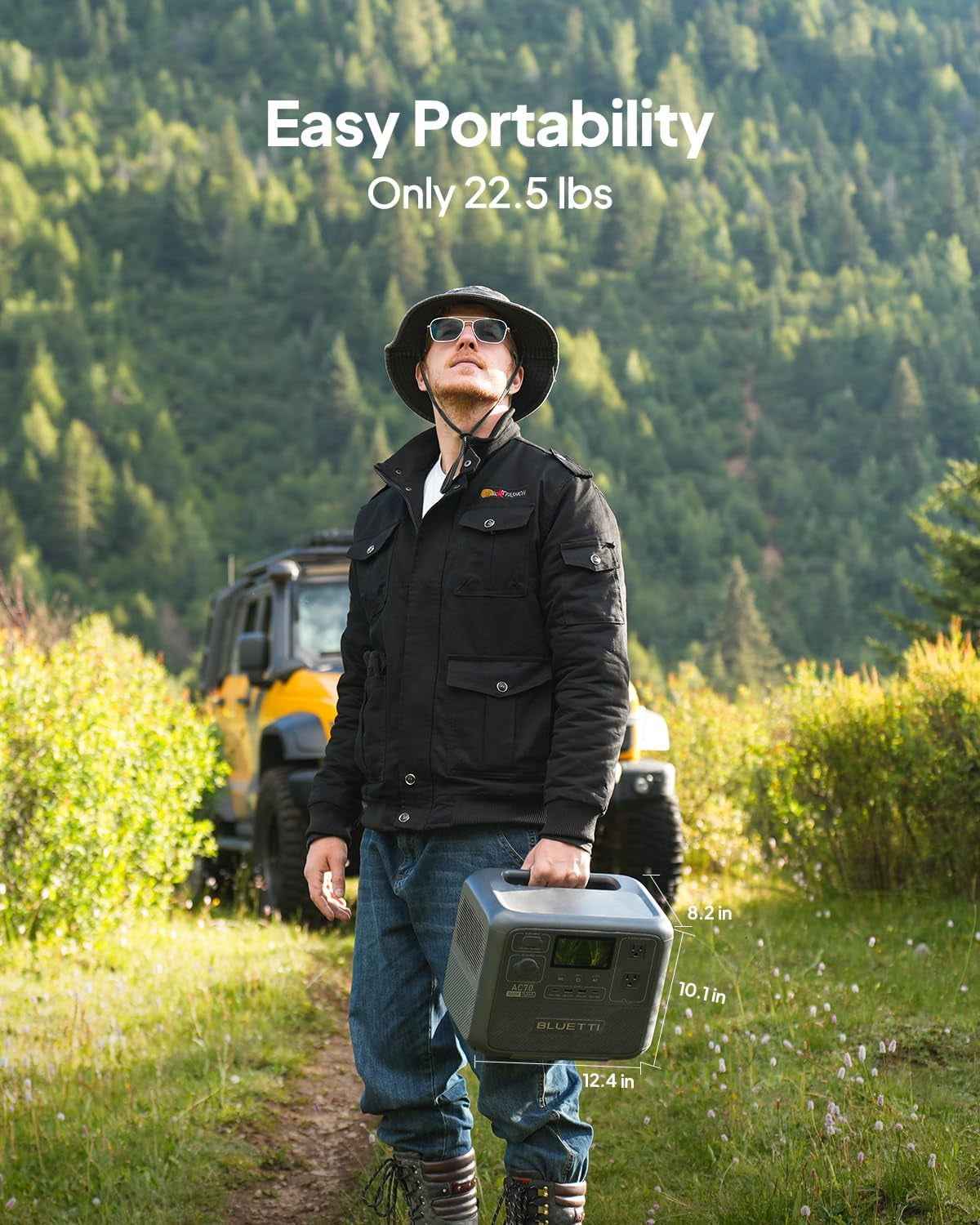 BLUETTI AC70 Portable Solar Generator, 768Wh LiFePO4 Power Station,80% Charge in 45 Mins, 1000W Rated Power (2000W Lifting Power) for Camping, Hiking, Home Backup