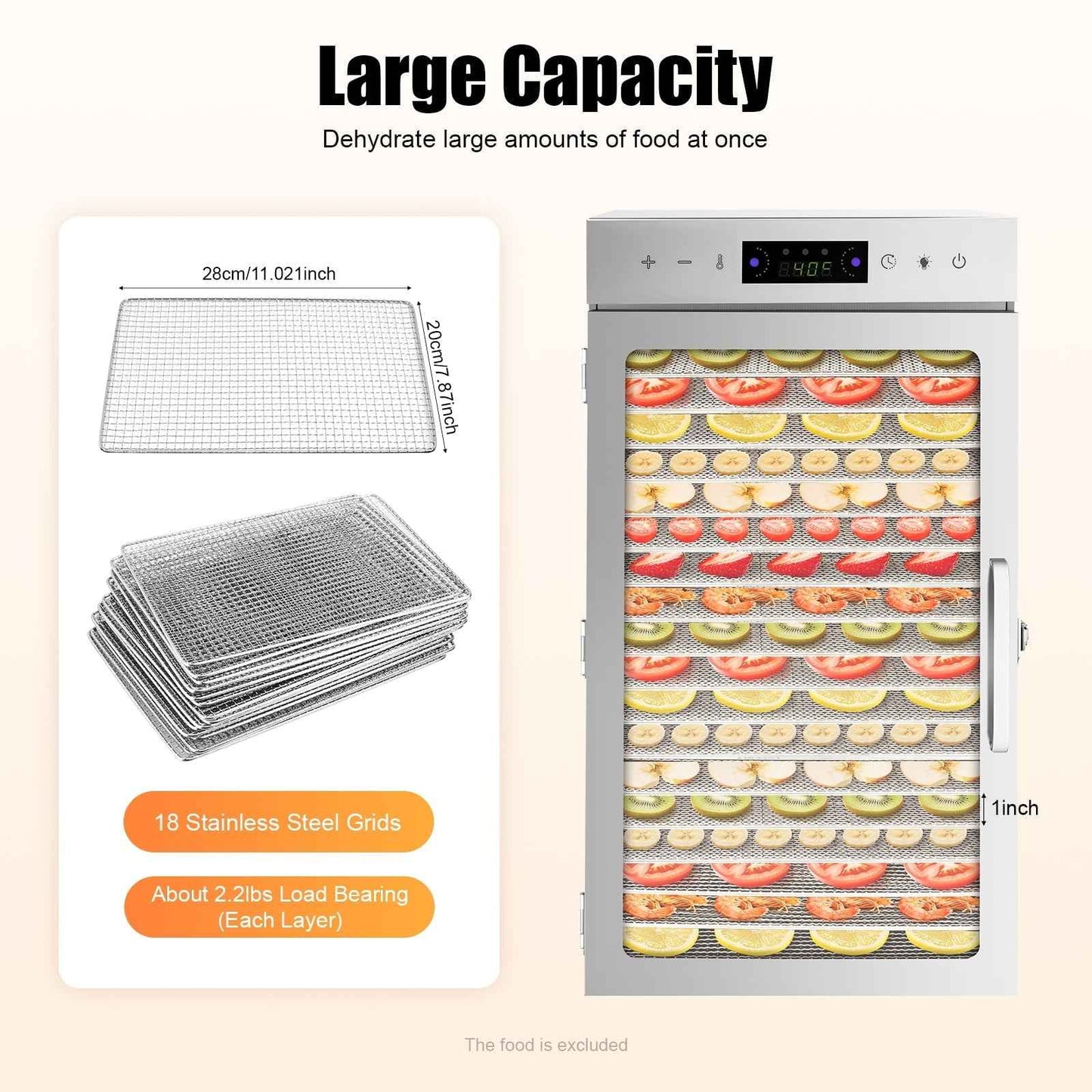 Commercial Dehydrator 18 Stainless Steel Trays Fruit Vegetable Food Dry Machine