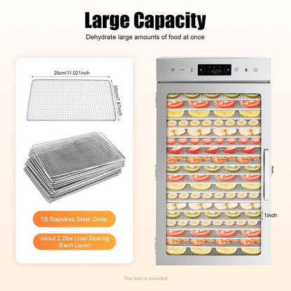 Commercial Dehydrator 18 Stainless Steel Trays Fruit Vegetable Food Dry Machine
