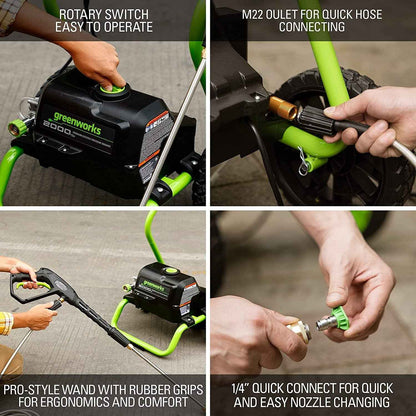 Greenworks 2000 Max PSI, 1.1 GPM (13 Amp) Electric Pressure Washer GPW2000-1RG