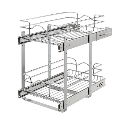 Rev-A-Shelf Pullout 2-Tier Basket Organizer for Kitchen or Vanity Cabinets, 12 x 18 In, 5WB2-1218CR-1