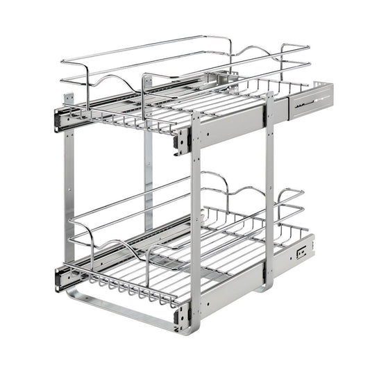 Rev-A-Shelf Pullout 2-Tier Basket Organizer for Kitchen or Vanity Cabinets, 12 x 18 In, 5WB2-1218CR-1