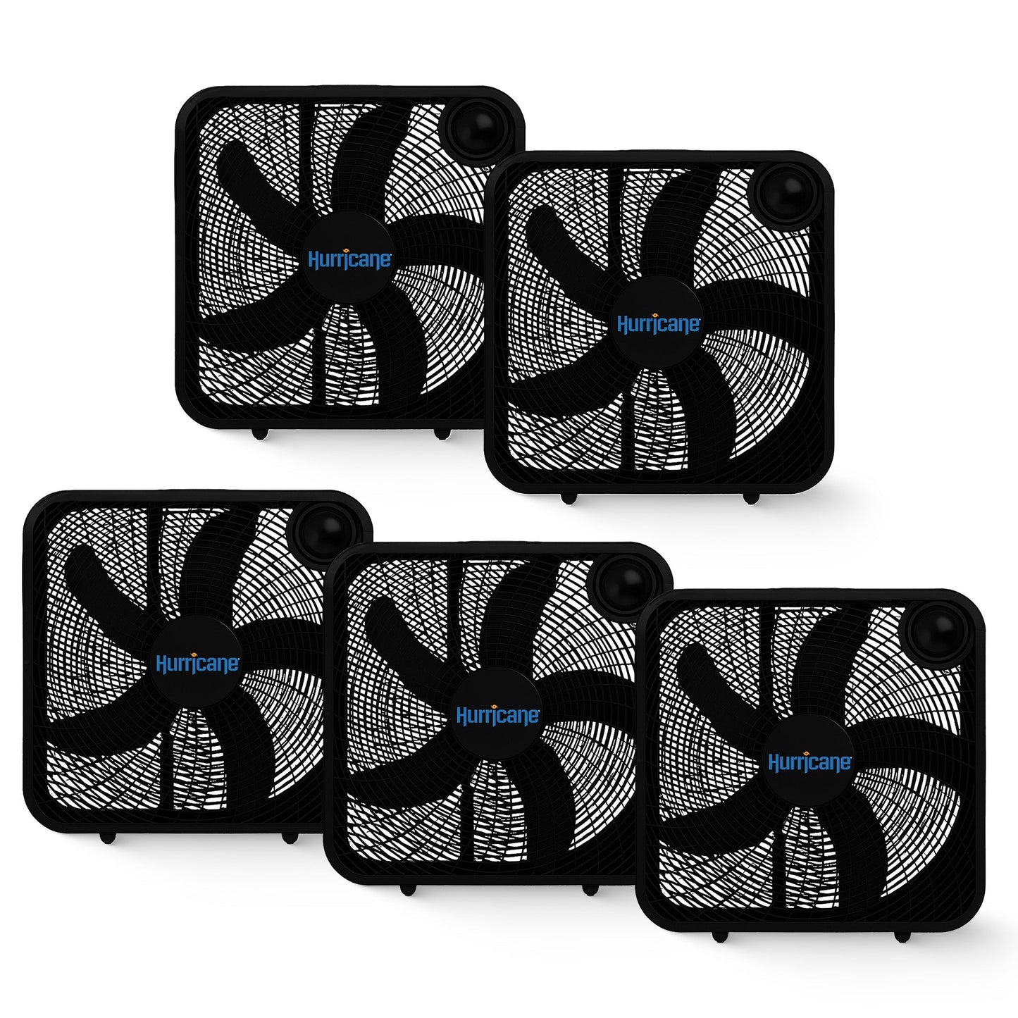 Hurricane 20" Classic Series Floor Box Fan with 3 Speed Settings, Black, 5 Pack
