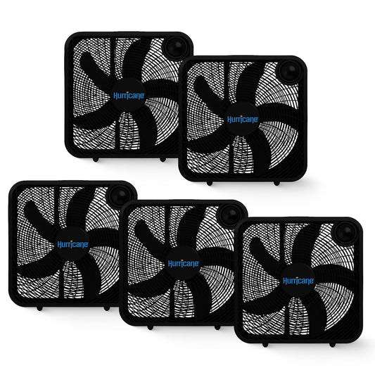 Hurricane 20" Classic Series Floor Box Fan with 3 Speed Settings, Black, 5 Pack