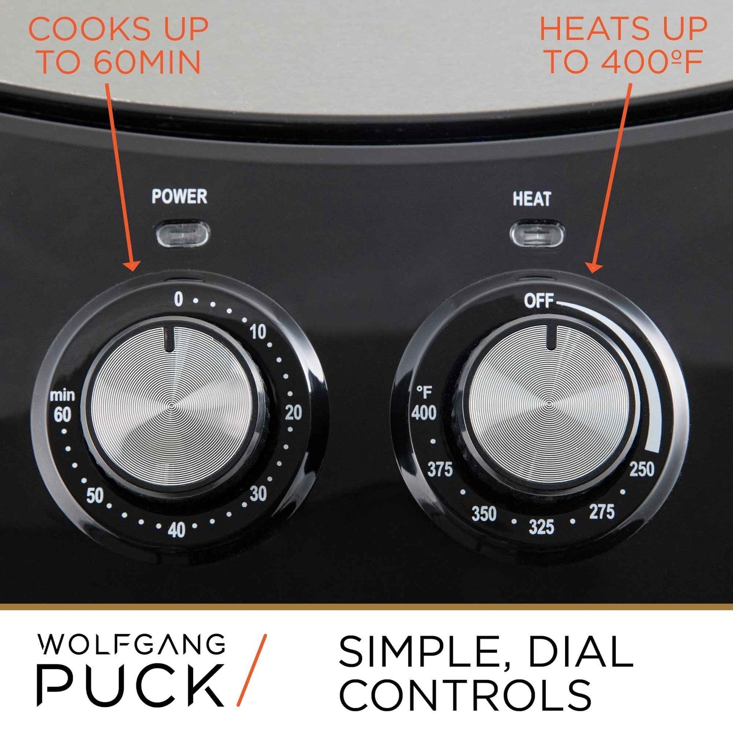 Wolfgang Puck 310oz Stainless Steel Air Fryer, Large Single Basket Design, Simple Dial Controls