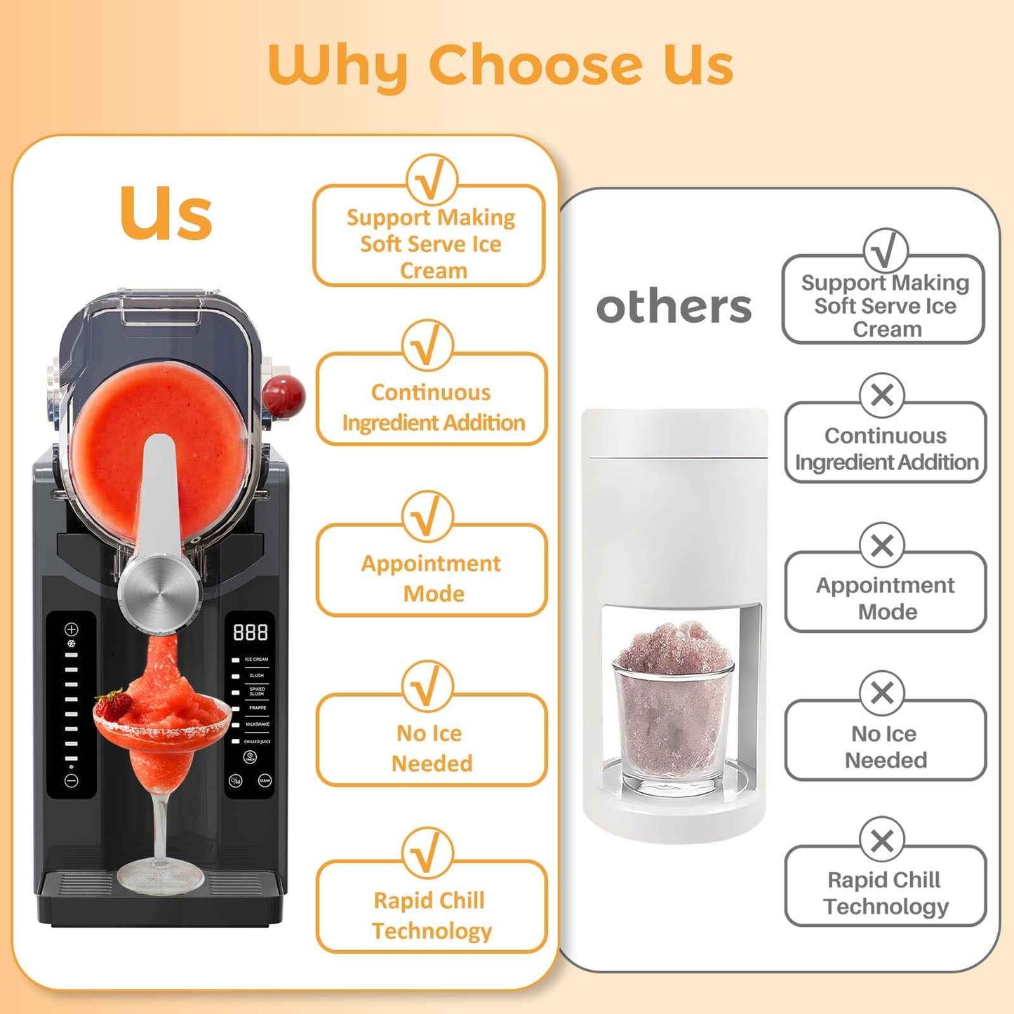 Slushie Machine, Sand Ice Maker, Frozen Drink Maker with 6 Preset Modes | No Ice Needed | Self-Cleaning Slush Machine for Home or Commercial Use | Perfect for Smoothies, Margaritas, Dark Blue