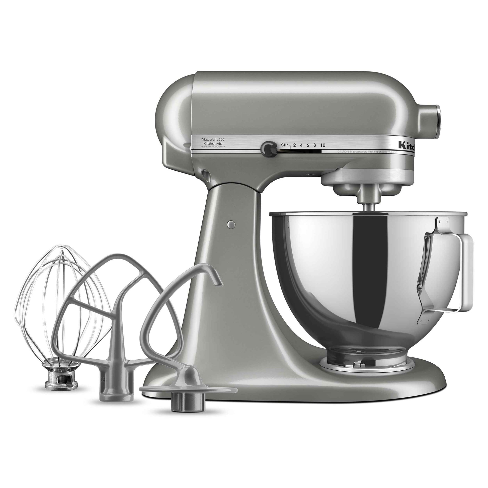 KitchenAid Deluxe Series 4.5 Quart Tilt-Head Stand Mixer with Stainless Bowl, Contour Silver, KSM97CU