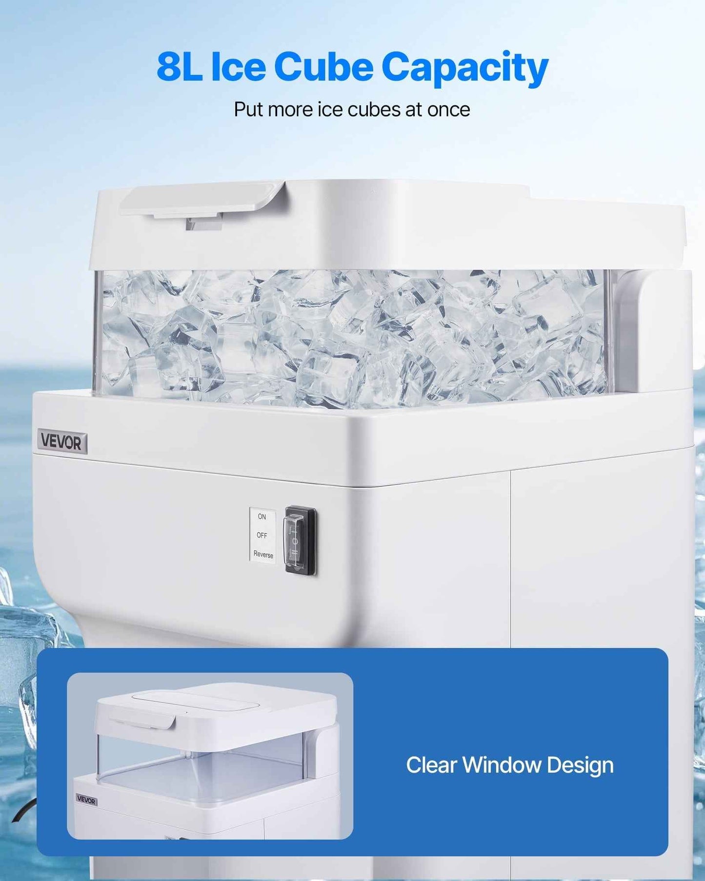 VEVOR Commercial Ice Shaver Crusher, 220lbs Per Hour Electric Snow Cone Maker with 8L Ice Cube Box, 350W 1500RPM Tabletop Shaved Ice Machine for Parties Events Bar
