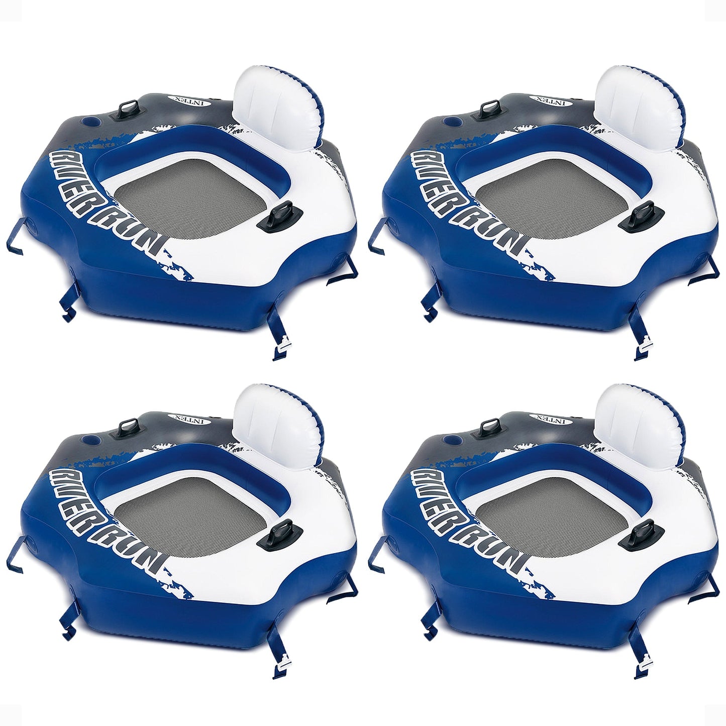 Intex River Run Connect Vinyl Lounge Inflatable Floating Water Tubes (4 Pack)
