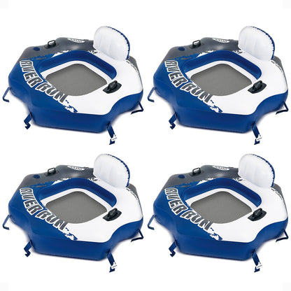 Intex River Run Connect Vinyl Lounge Inflatable Floating Water Tubes (4 Pack)