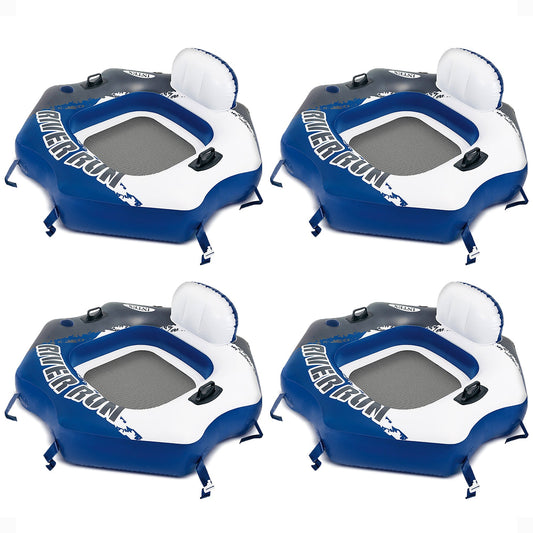 Intex River Run Connect Vinyl Lounge Inflatable Floating Water Tubes (4 Pack)