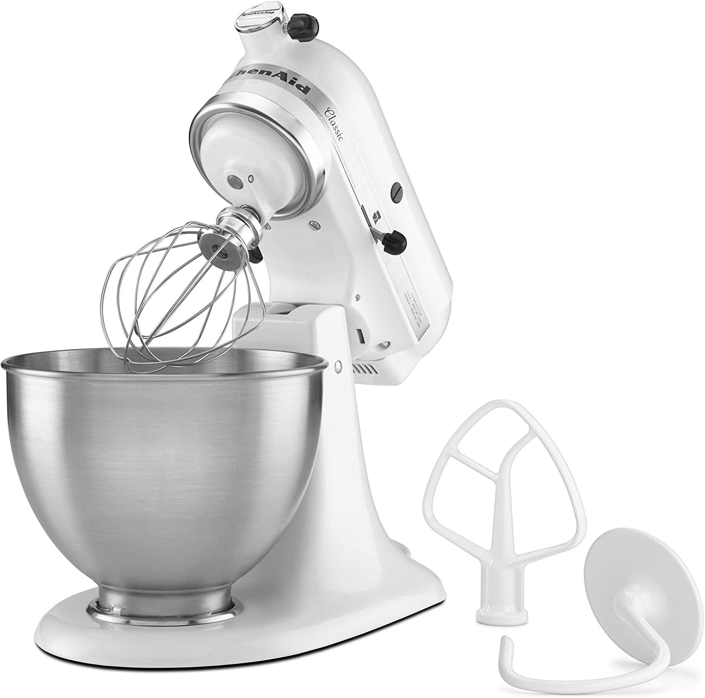 KitchenAid K45SSWH Classic Series 4.5 Qt. 10-Speed White Stand Mixer with Tilt-Head