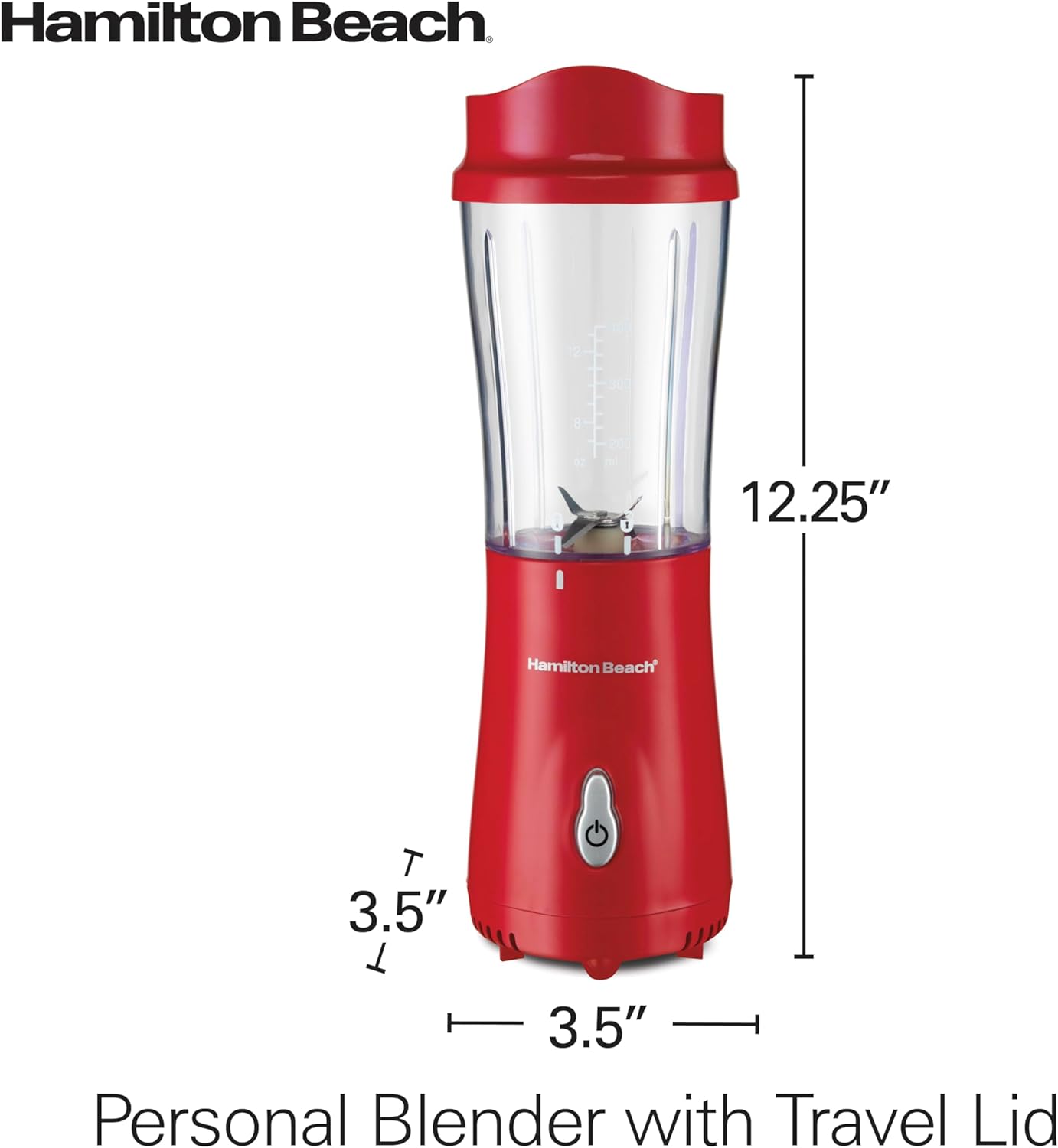 Hamilton Beach Personal Creations Single-Serve Blender + Travel Cup – Red