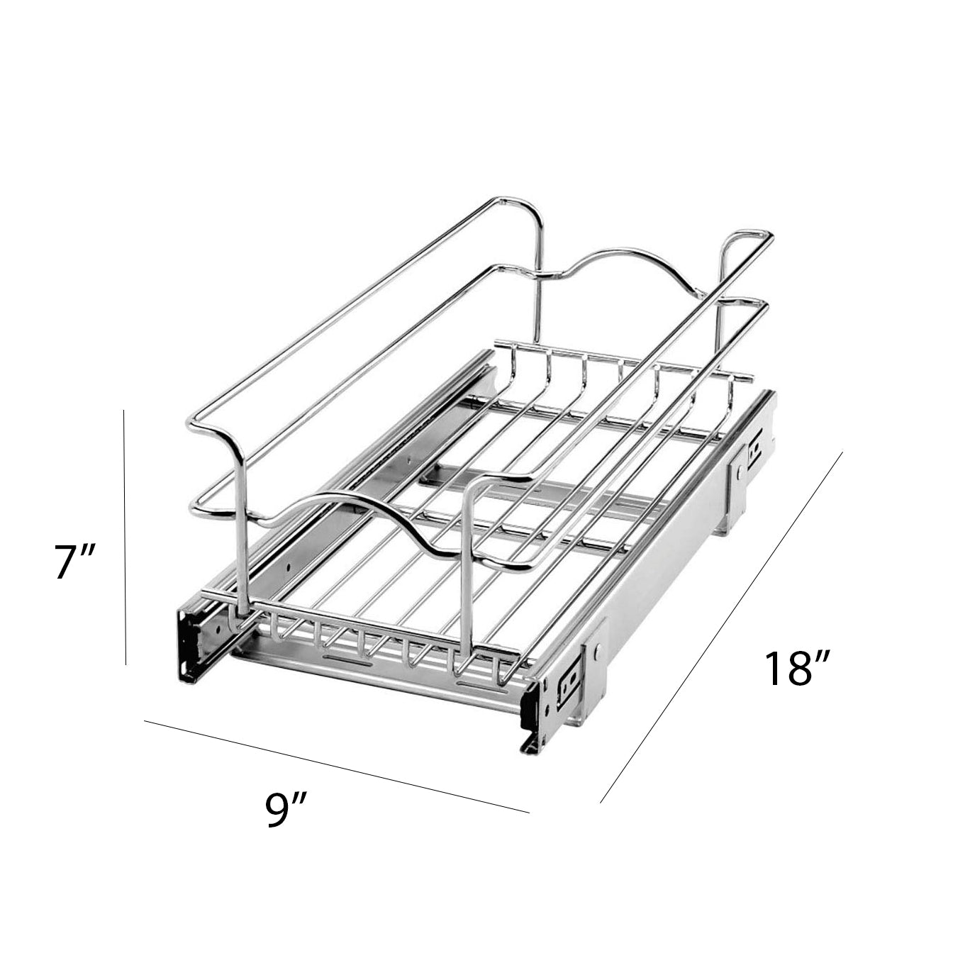 Rev-A-Shelf Pullout Single Basket for Kitchen Cabinets, 9 x 18 In, 5WB1-0918-CR