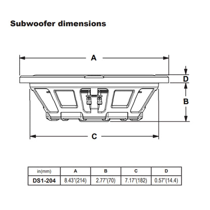 MB Quart DS1-204 400 Watt 8 Inch Shallow Slim DVC 4 Ohm Car Sub, Single Speaker - Find Fresh Goods