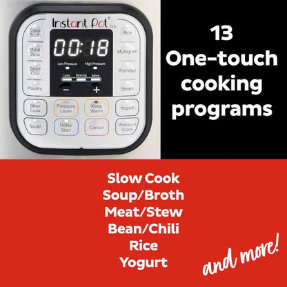 Instant Pot Duo 7-in-1 Electric Pressure Cooker, Slow Cooker, Rice Cooker, Steamer, Sauté, Yogurt Maker, Warmer & Sterilizer, Includes Free App with over 1900 Recipes, Stainless Steel, 3 Quart