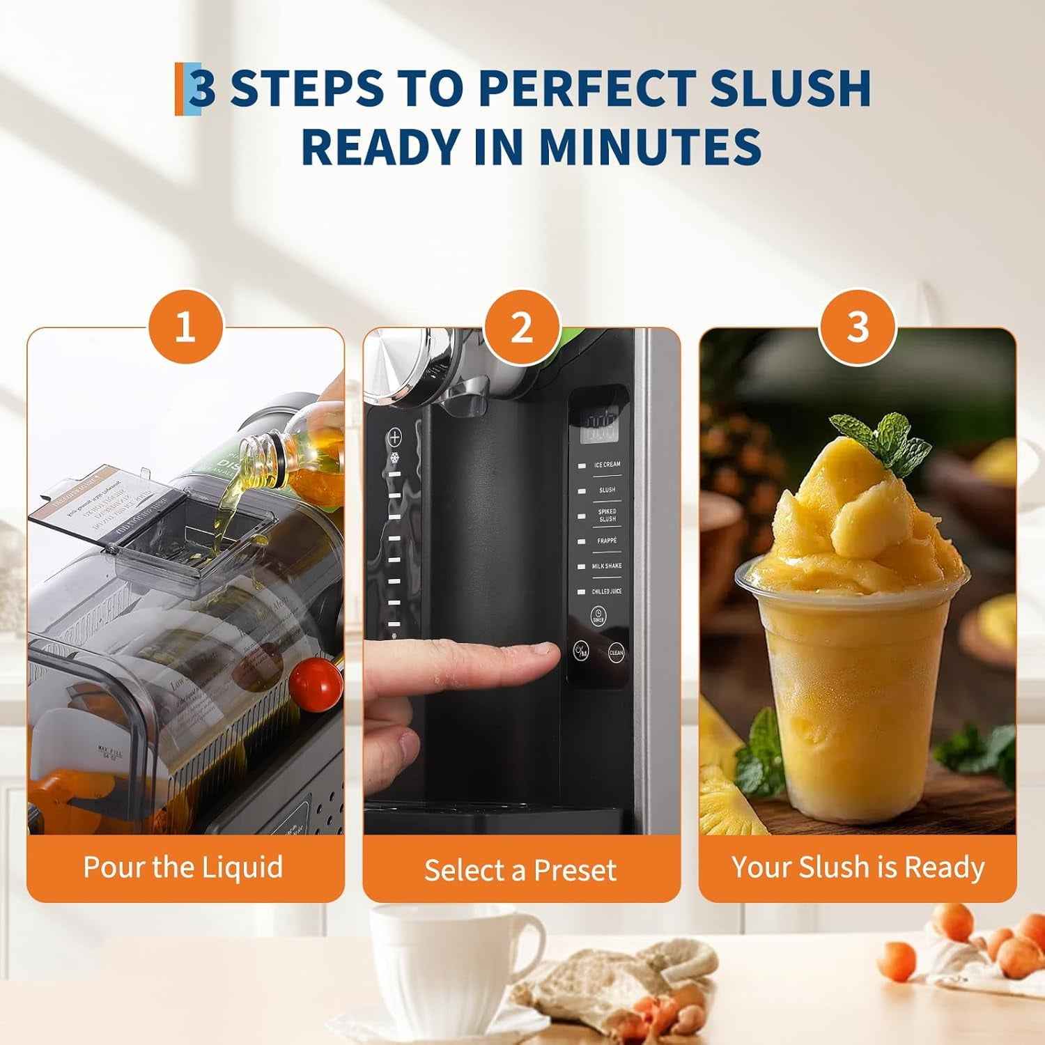 Towallmark Slushie Machine 68oz, All-in-One Slushy Maker for Home with LED Display & Auto-Clean, No Ice Needed & One-Touch Reservation, 6 Preset Programs for Frozen Margaritas, Ice Cream & Frappés