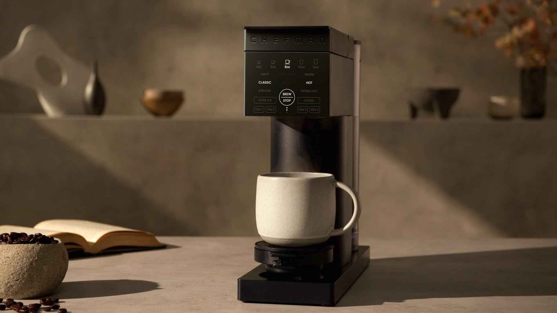 Chefman Single Serve Coffee Maker, Works with K-Cup & Grounds - Black