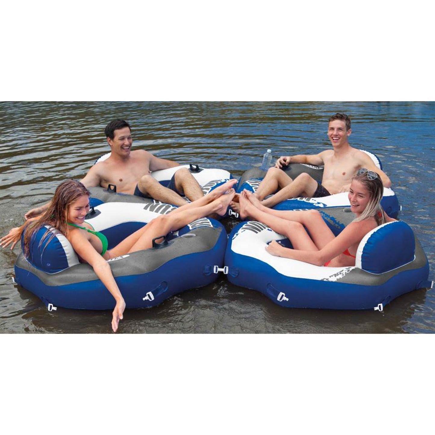 Intex 58854EP River Run Connect Lounge Inflatable Floating Water Tube (2 Pack)
