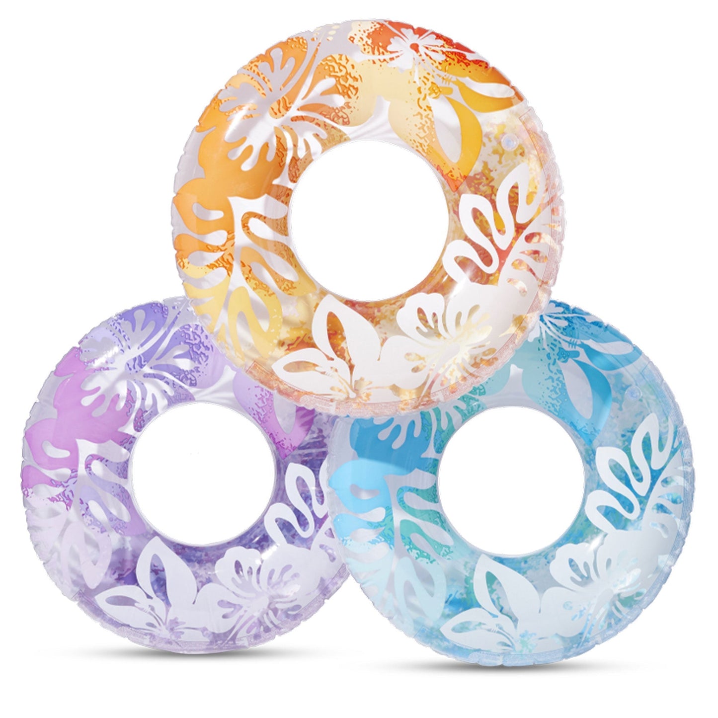 Intex 36 Inch Colorful Transparent Inflatable Swimming Pool Single Ring Float