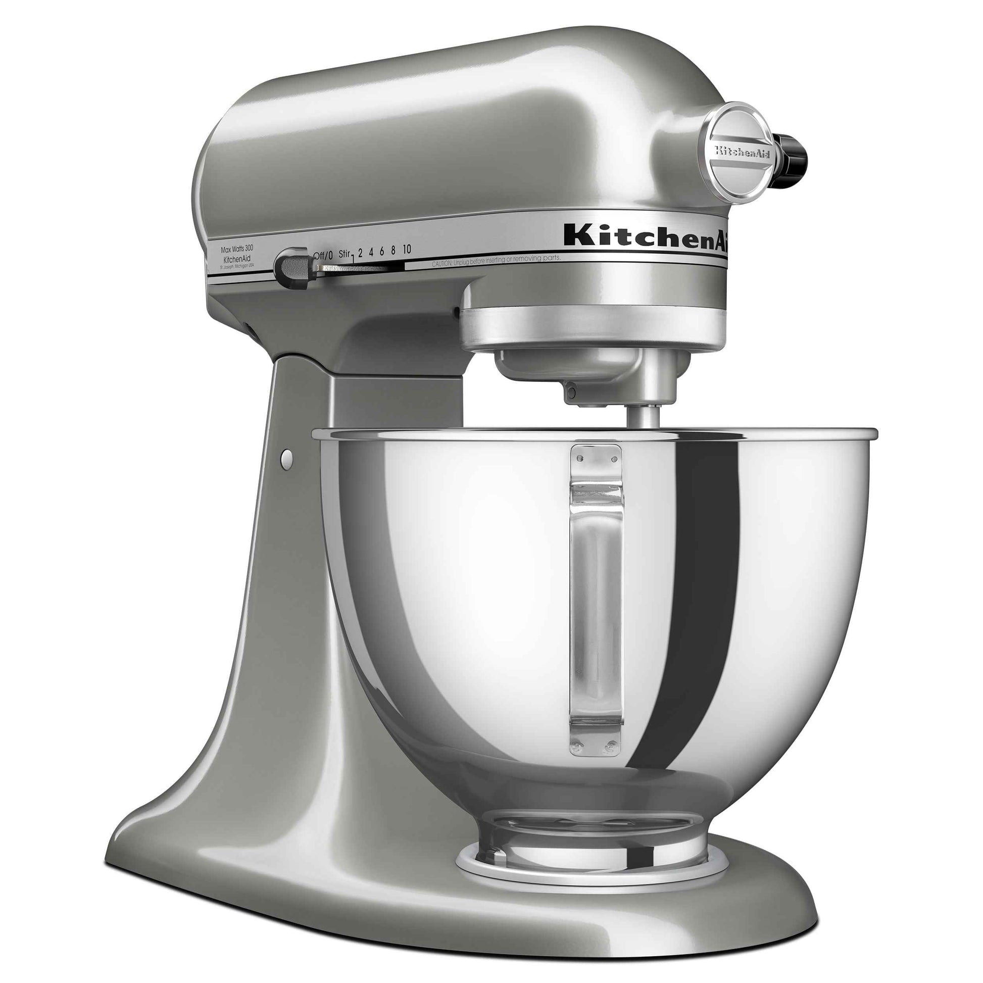 KitchenAid Deluxe Series 4.5 Quart Tilt-Head Stand Mixer with Stainless Bowl, Contour Silver, KSM97CU