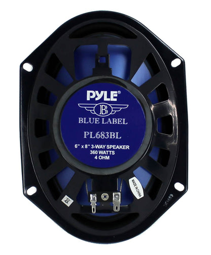 Pyle PL683BL 6x8" 360 Watt 3-Way Car Coaxial Audio Speakers Stereo, Blue (Pair) - Find Fresh Goods