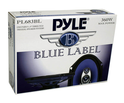 Pyle PL683BL 6x8" 360 Watt 3-Way Car Coaxial Audio Speakers Stereo, Blue (Pair) - Find Fresh Goods