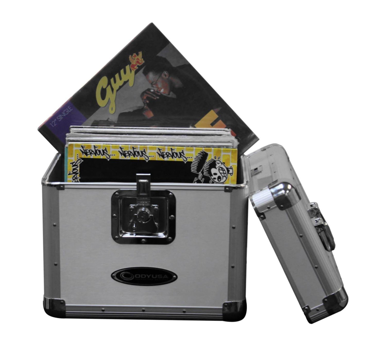 Odyssey KROM Series Record Utility Case for 70 12" Vinyl Records & LPs, Silver