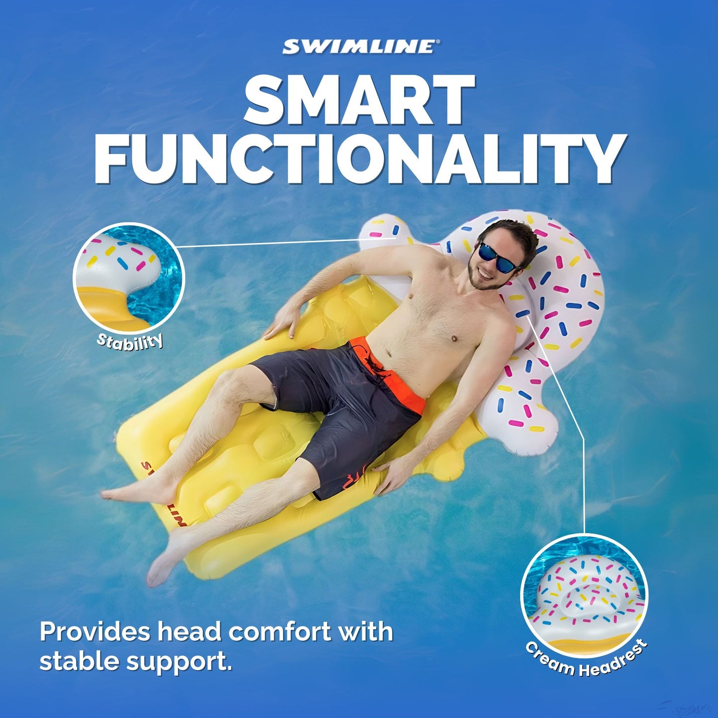 Swimline Ice Cream Dream Float Inflatable Swimming Pool Floating Lounger Raft
