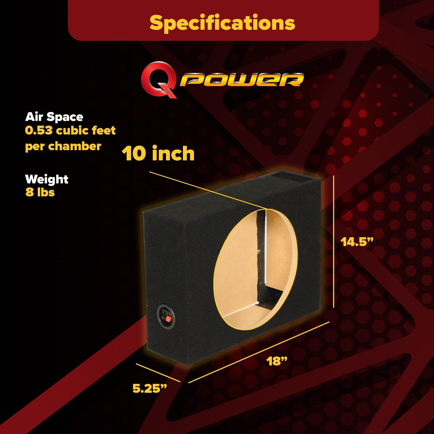 QPower Shallow Vented Subwoofer Enclosure, Single 10 Inch Car Sub Speaker Box - Find Fresh Goods