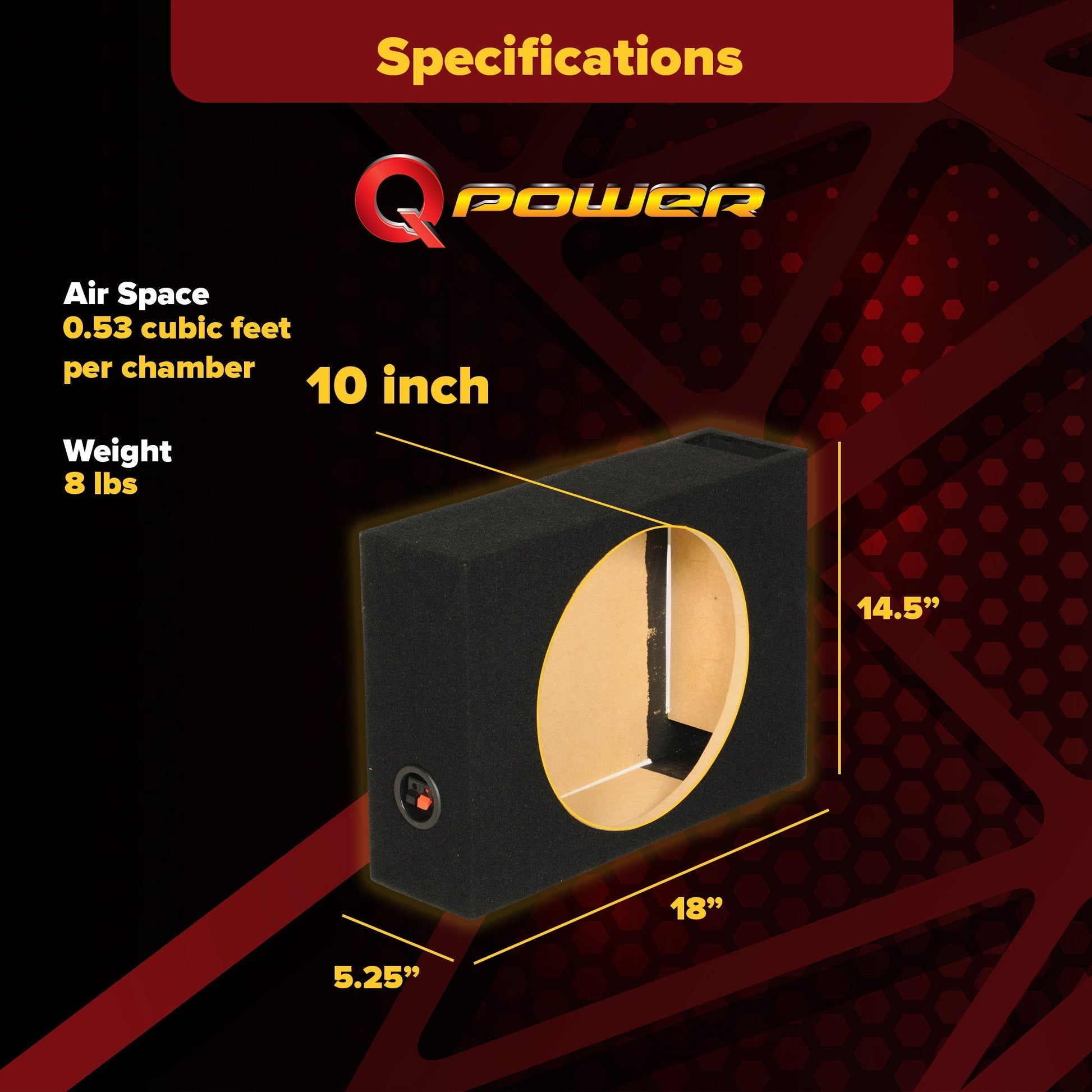 QPower Shallow Vented Subwoofer Enclosure, Single 10 Inch Car Sub Speaker Box - Find Fresh Goods
