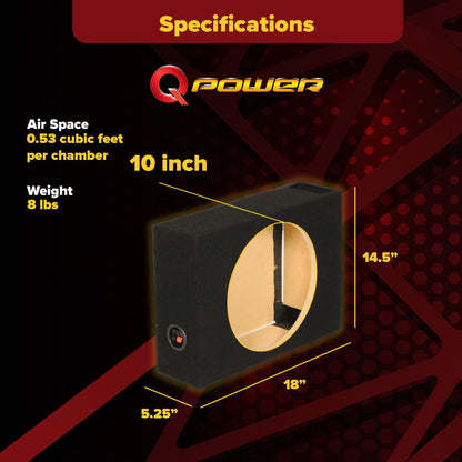 QPower Shallow Vented Subwoofer Enclosure, Single 10 Inch Car Sub Speaker Box - Find Fresh Goods