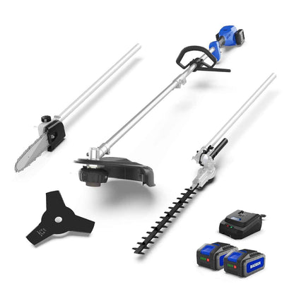 WILD BADGER 40V 4-in-1 Multi-Tool Kit: Weed Wacker, Pole Saw, Hedge Trimmer, Brush Cutter 2*20V 4Ah Batteries & Charger
