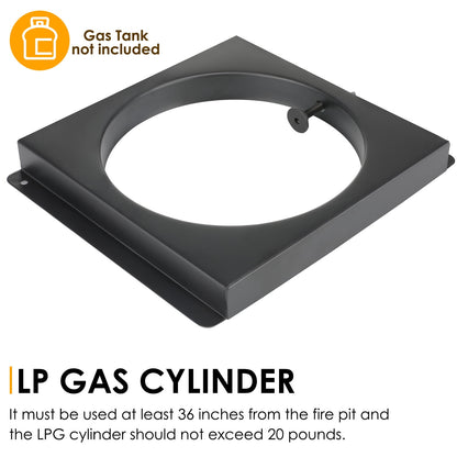 Pirecart 24 inch Portable Fire Pit 58,000 BTU Outdoor Propane Gas Fire Pit Bowl with Cover & Lava Rock