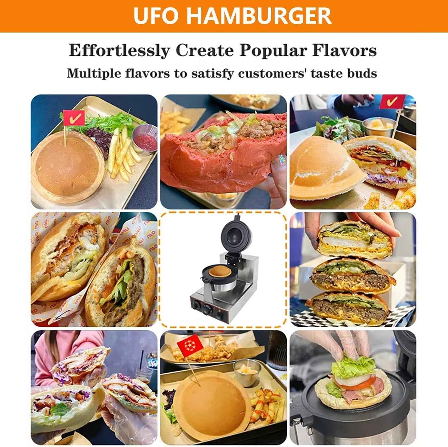 Ice Cream Burger Maker, UFO Burger Maker, Ice Cream Filling Waffle Maker, Hamburger Waffle Maker Sandwich Press, Non-stick Coating, for Household Or Commercial