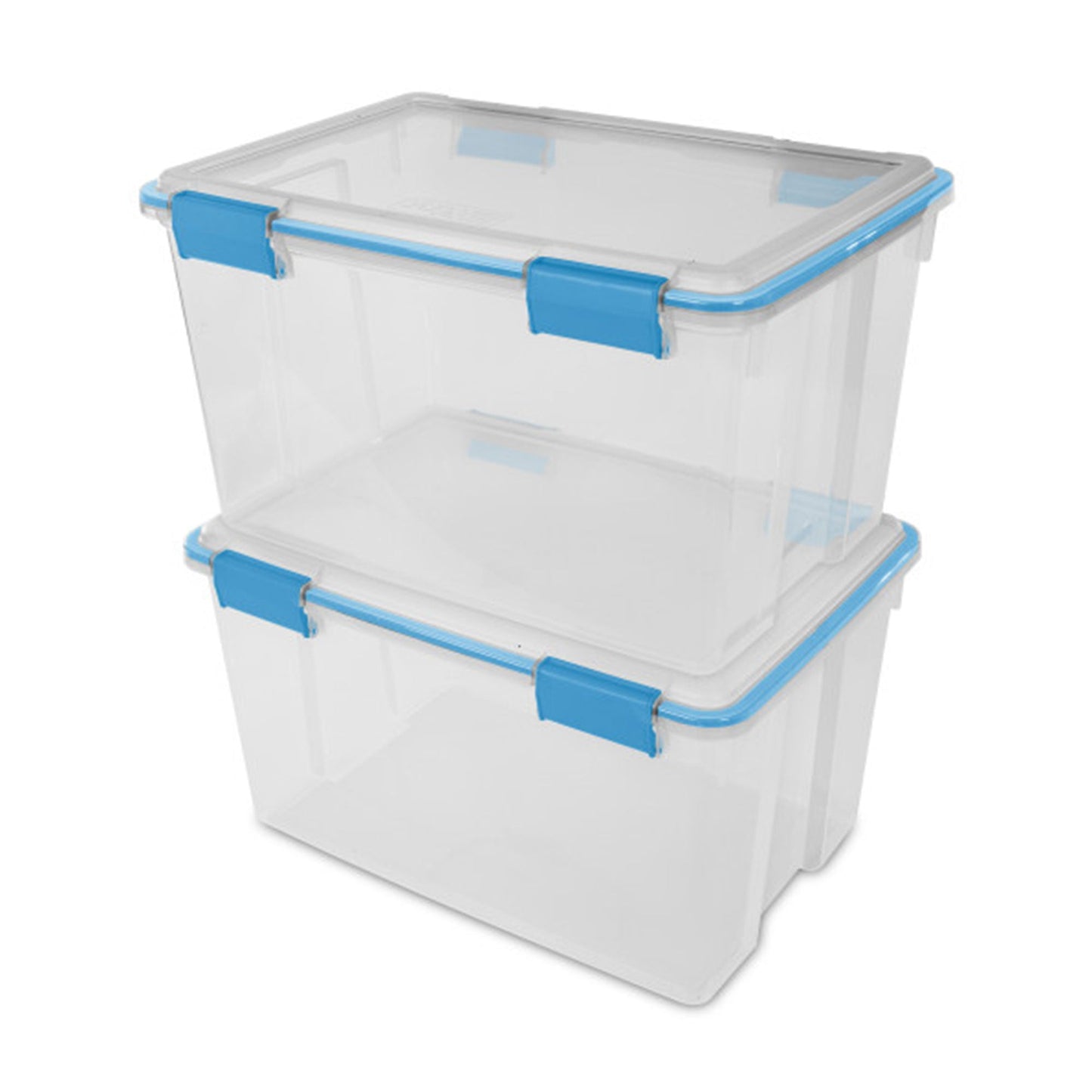 Sterilite 54-Qt Clear Plastic Stackable Storage Bin w/ Gasket Latch Lid, 16 Pack