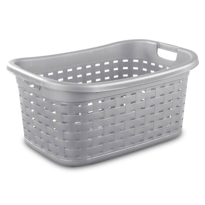 Sterilite Cement Gray Durable Weave Laundry Basket with Wicker Pattern (12 Pack)
