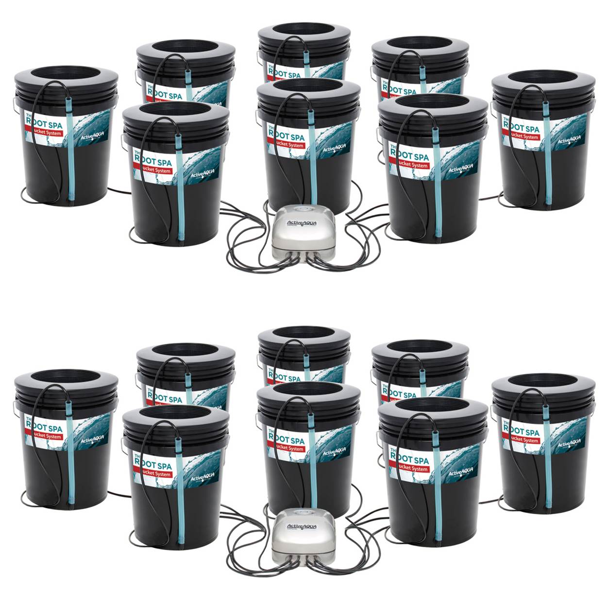 Active Aqua Root Spa 5-Gallon 8-Bucket Deep Water Culture System (2 Pack)