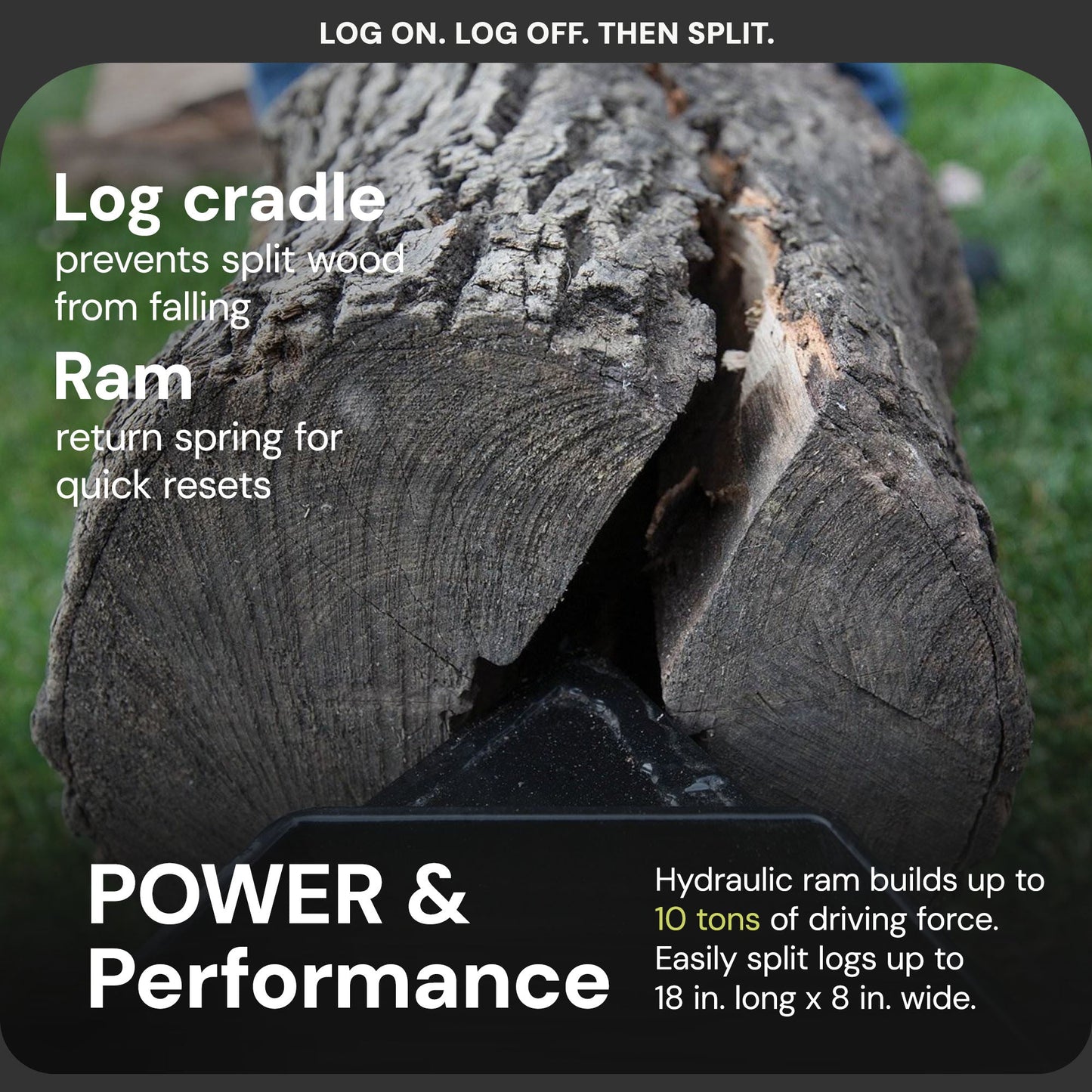 Sun Joe Hydraulic Steel Beam Log Splitter, 10 Ton Capacity Firewood Tool, LJ10M