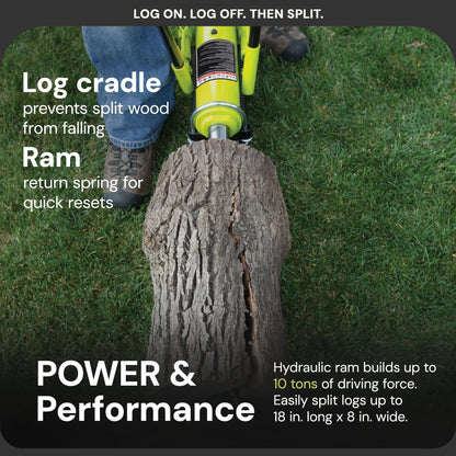 Sun Joe Hydraulic Steel Beam Log Splitter, 10 Ton Capacity Firewood Tool, LJ10M