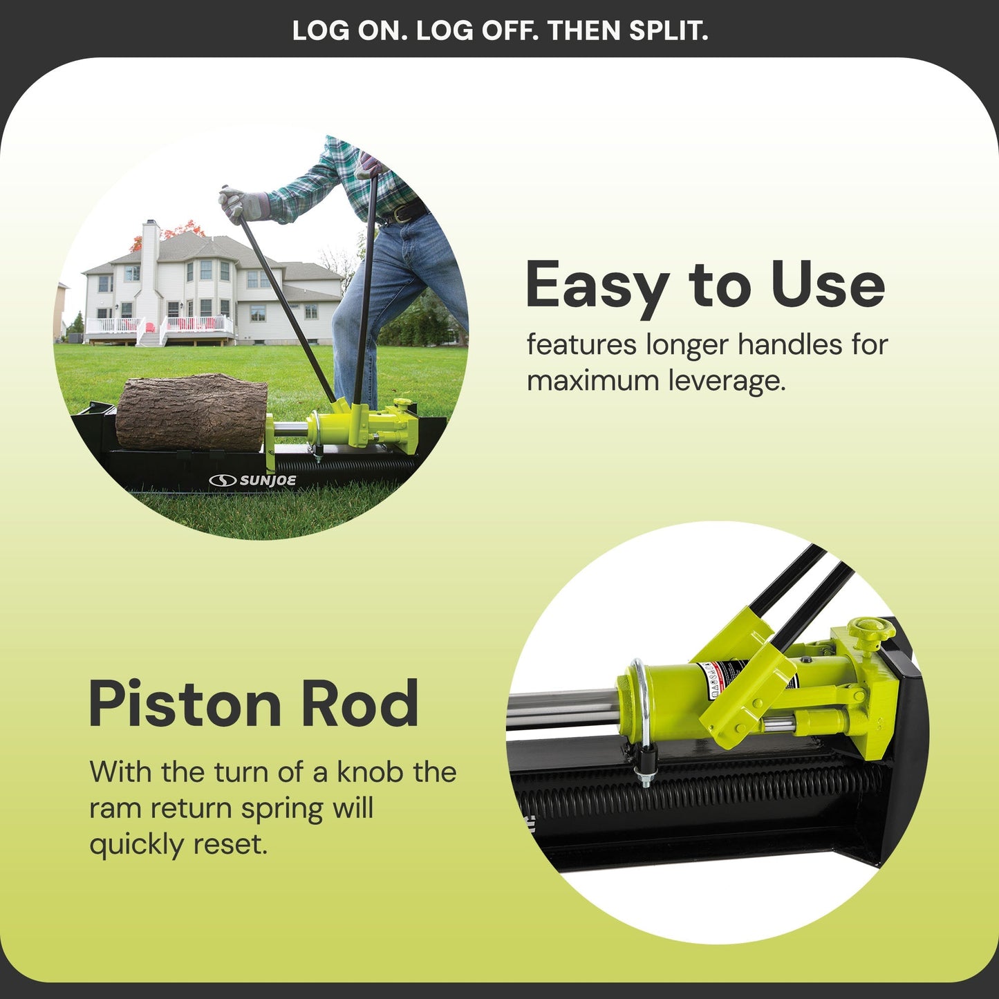 Sun Joe Hydraulic Steel Beam Log Splitter, 10 Ton Capacity Firewood Tool, LJ10M