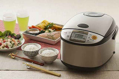 Zojirushi NS-TSC18XJ Micom Rice Cooker & Warmer with Steam Basket, 10 Cup (Uncooked), Stainless Brown