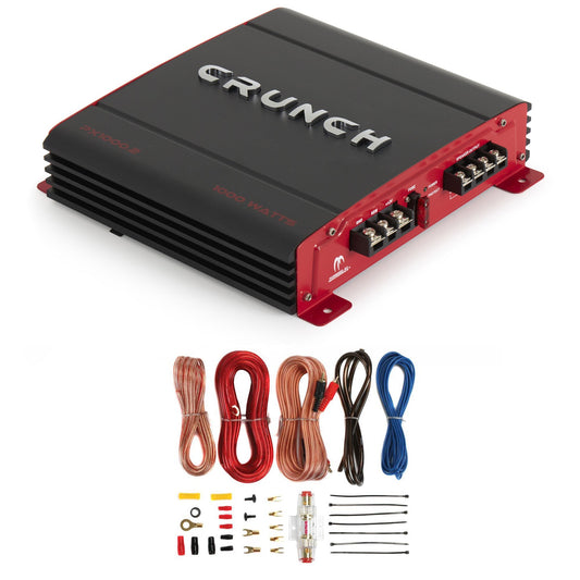 Crunch PX-1000.2 1000W Car Stereo Amp & Soundstorm AKS8 8 Gauge Amp Wiring Kit - Find Fresh Goods