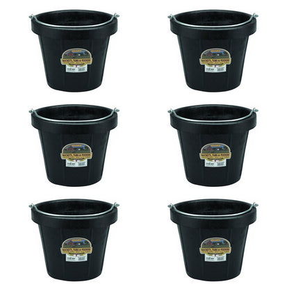 Little Giant 12 qt Flexible All-Purpose Rubber Bucket w/ Steel Handle (6 Pack)