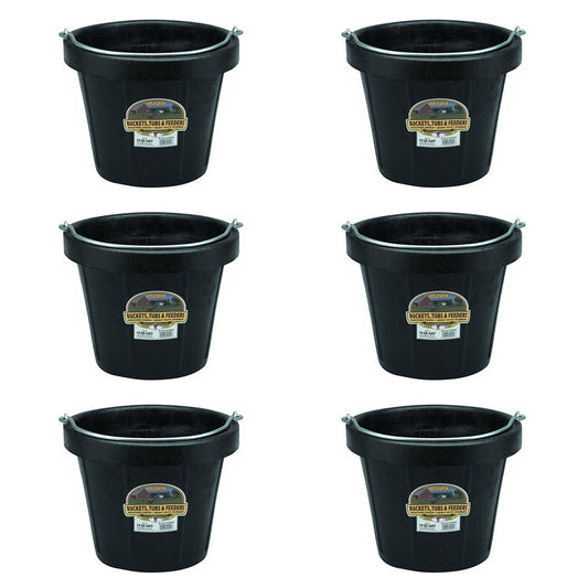 Little Giant 12 qt Flexible All-Purpose Rubber Bucket w/ Steel Handle (6 Pack)